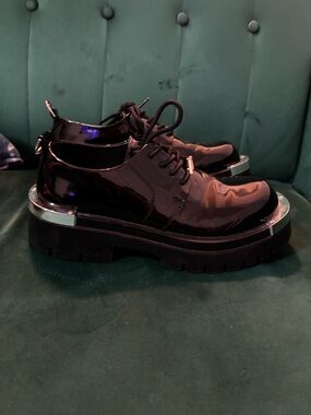 Black Patent Leather Lug-Sole Men's Derby Shoes